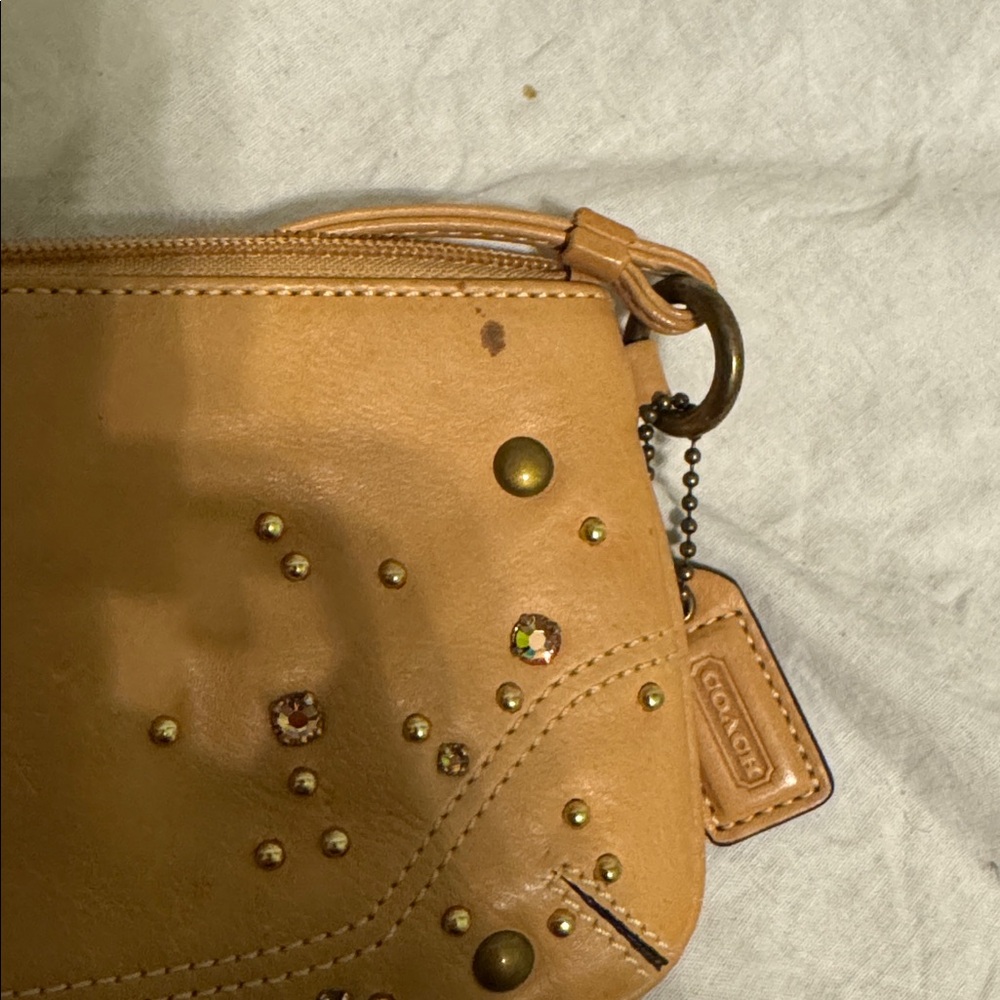 Coach Gold Studded Leather Wristlet - Picture 2 of 5